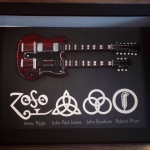 Quadro Jimmy Page com Mini Guitarra