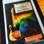 Quadro David Gilmour com Mini Guitarra
