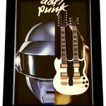 Quadro Daft Punk com Mini Guitarra