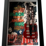 Quadro Jimmy Page com Mini Guitarra Double Neck