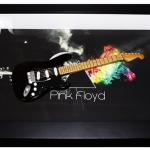  Quadro David Gilmour com Mini Guitarra