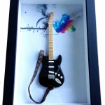 Quadro David Gilmour com Mini Guitarra