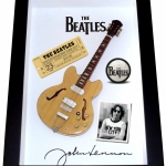 Quadro John Lennon com Mini Guitarra 